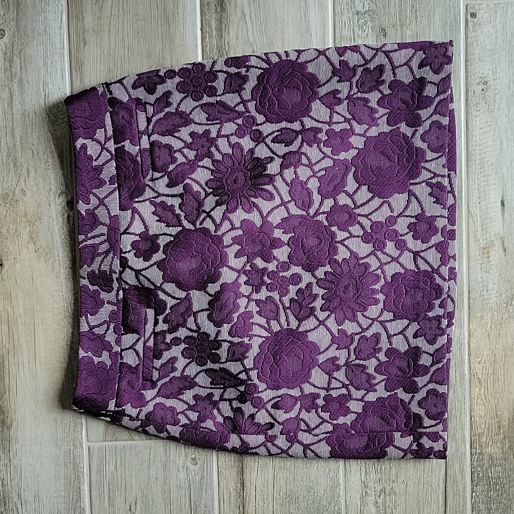 Loft purple floral embroidered mini pencil skirt